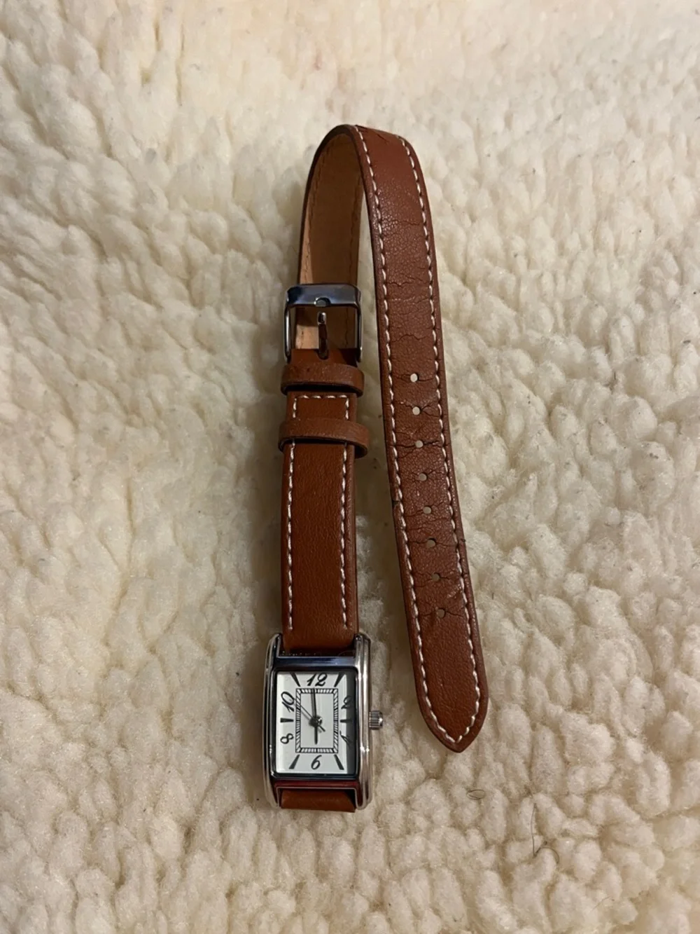 Brown Double-Wrap Leather Strap Watch
